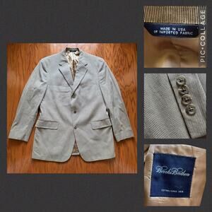 Brooks Brothers Blazer Men’s 41R Tan Cotton Stripe Jacket‎ USA Made Classic Fit